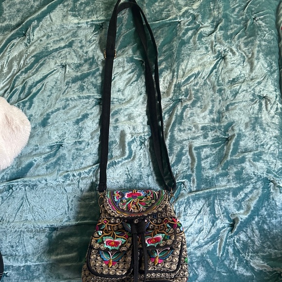 Embroidered Black and Multicolor Women's Bag - Picture 2 of 4